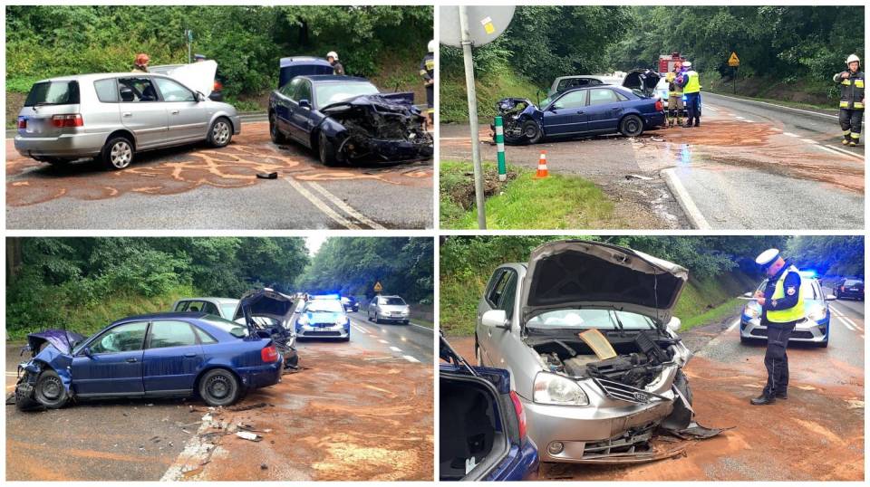 Groźny wypadek na DK72 w gminie Rogów, dwie osoby trafiły do szpitala