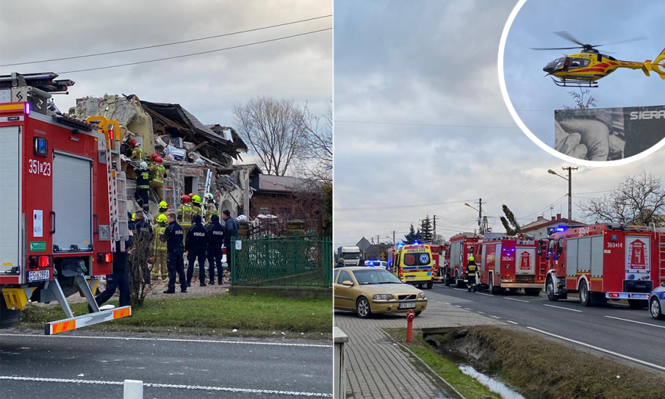 Wybuch gazu w Mokrej Prawej, zawalił się budynek. Są ranni