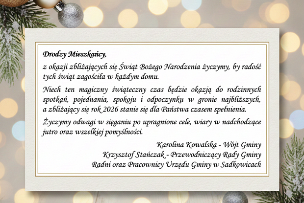 Boże Narodzenie 2025 - Gmina Sadkowice